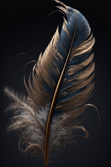 A Feather In Navy Blue And Brown, generative ai