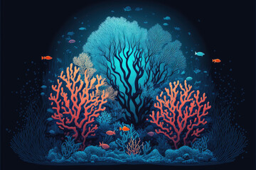 Fototapeta na wymiar Coral Reef underwater vector art generative ai