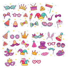 Hand drawn purim celebration elements collection