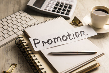 The inscription promotion on paper.