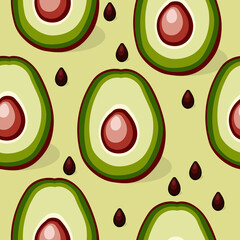 Avacado. A set of hand-drawn vegetables. Pattern.