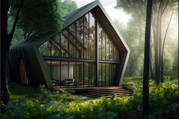 Design of a contemporary eco house. Generative AI