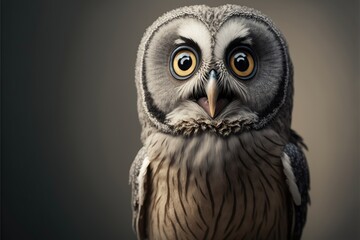 A silly looking owl with big eyes. Generative AI