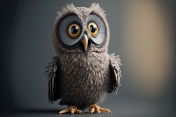 Fototapeta premium A silly looking owl with big eyes. Generative AI