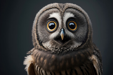 Fototapeta premium A silly looking owl with big eyes. Generative AI