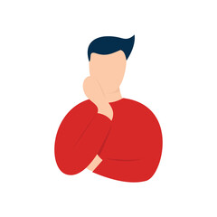 Worried expression Flat people characters work at home design illustration.