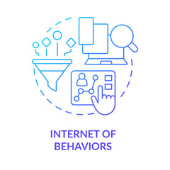 Internet of behaviors blue gradient concept icon. Activity analyzing. Information technology trend abstract idea thin line illustration. Isolated outline drawing. Myriad Pro-Bold font used