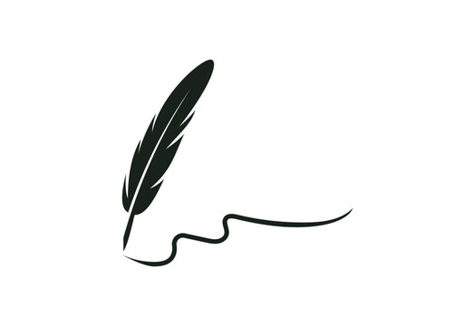 Fountain pen writing logo design, Vector design concept