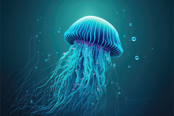Deep sea jellyfish abstract generative AI