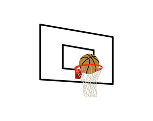 バスケットボールとバスケットゴールのシンプルなイラスト ベクター