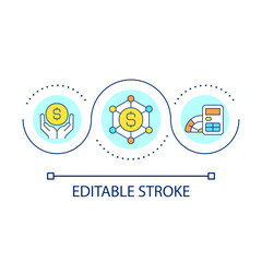 Financial technology for business loop concept icon. Money management. Accounting service abstract idea thin line illustration. Isolated outline drawing. Editable stroke. Arial font used
