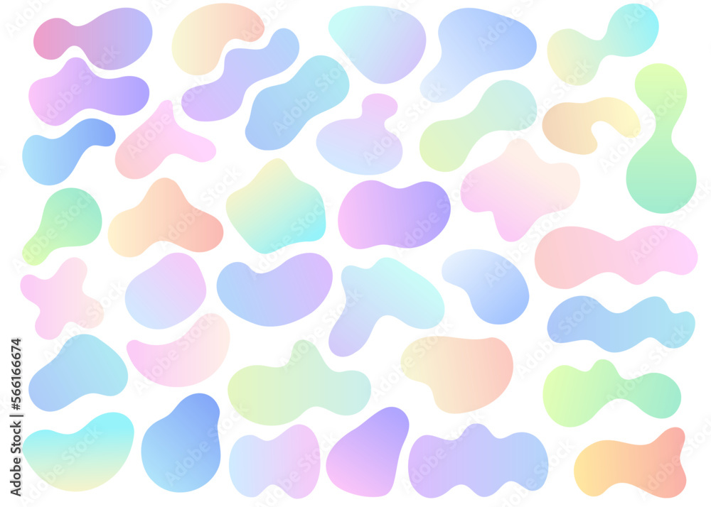 Poster abstract fluid shapes. gradient liquid elements. amoeba splashes design. vector graphic set