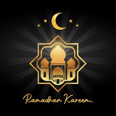 Ramadhan kareem illustration with golden mosque