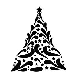 Black doodle christmas tree.	