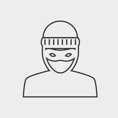 burglar vector solid art icon isolated on white background.  filled symbol in a simple flat trendy modern style for your website design, logo, and mobile app