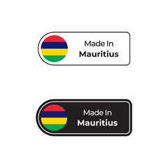 Fototapeta premium Made in Mauritius labels design set with flag and text in two different style