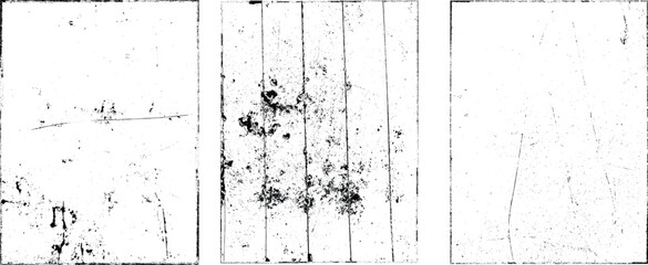 Grunge  vector background texture set .Transparent textured frames with dust, scratch, dirty ,distress, grain effects. Overlay textures set with grange Effect .Rough grungy texture collection.