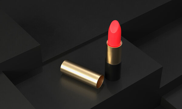 Three dimensional render of red lipstick