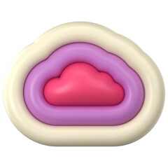Groovy colorful cloud sticker. Inflated elements with plasticine effect. 3d rendering illustration.