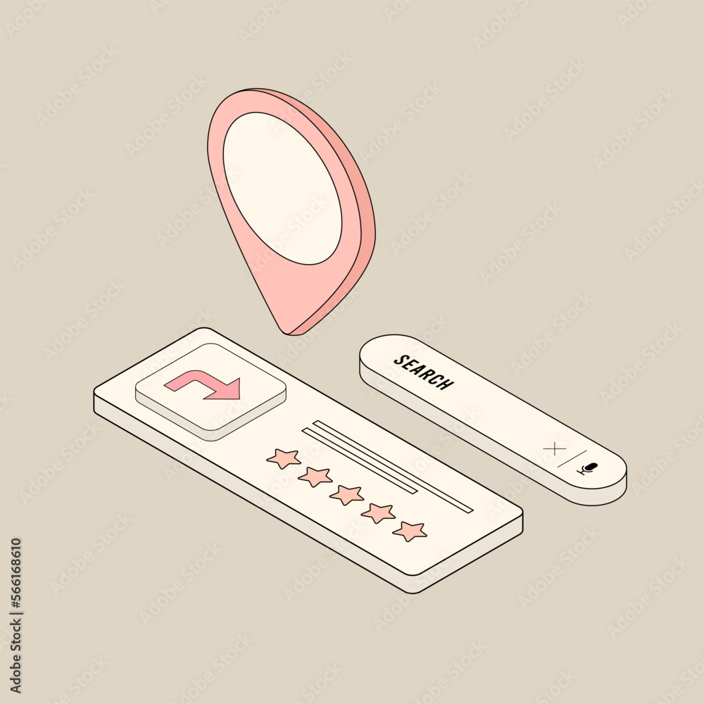 Poster user-friendly local search concept, convenience and efficiency of finding local businesses through s