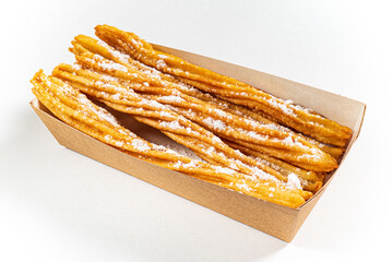 spanish cookies churros isolated on white background