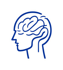 human head silhouette with brain