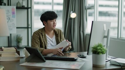 Video call group of business people meeting on virtual workplace or remote office.Remote work,virtual meeting and Online Video Conference Interview Call concept.Manager talking online with coworkers - Powered by Adobe