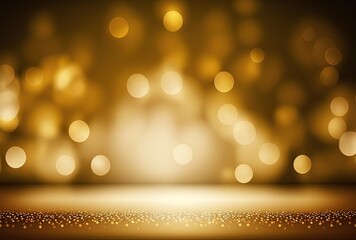 abstract gold background with blur bokeh light, glitter glow magical moment luxury atmosphere on ground stage, Generative Ai