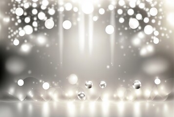 abstract silver background with blur bokeh light, glitter glow magical moment luxury atmosphere on ground stage, Generative Ai