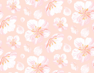 Fototapeta na wymiar Cherry blossom pink seamless pattern