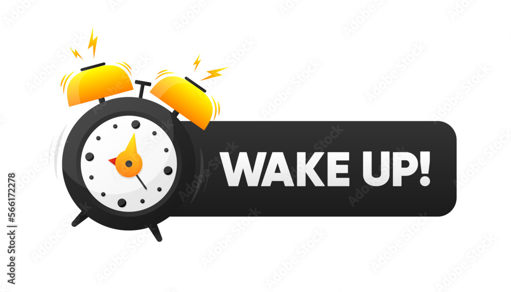 Poster alarm clock. wake up time. loud signal to wake up in the morning. getting up in the morning or wakin