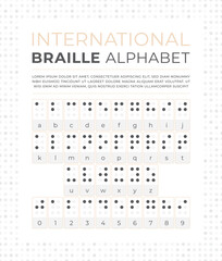 Vector international braille code alphabet. Isolated on white background.