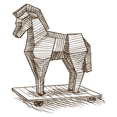Trojan horse sketch style PNG illustration with transparent background © Oleksandr Pokusai