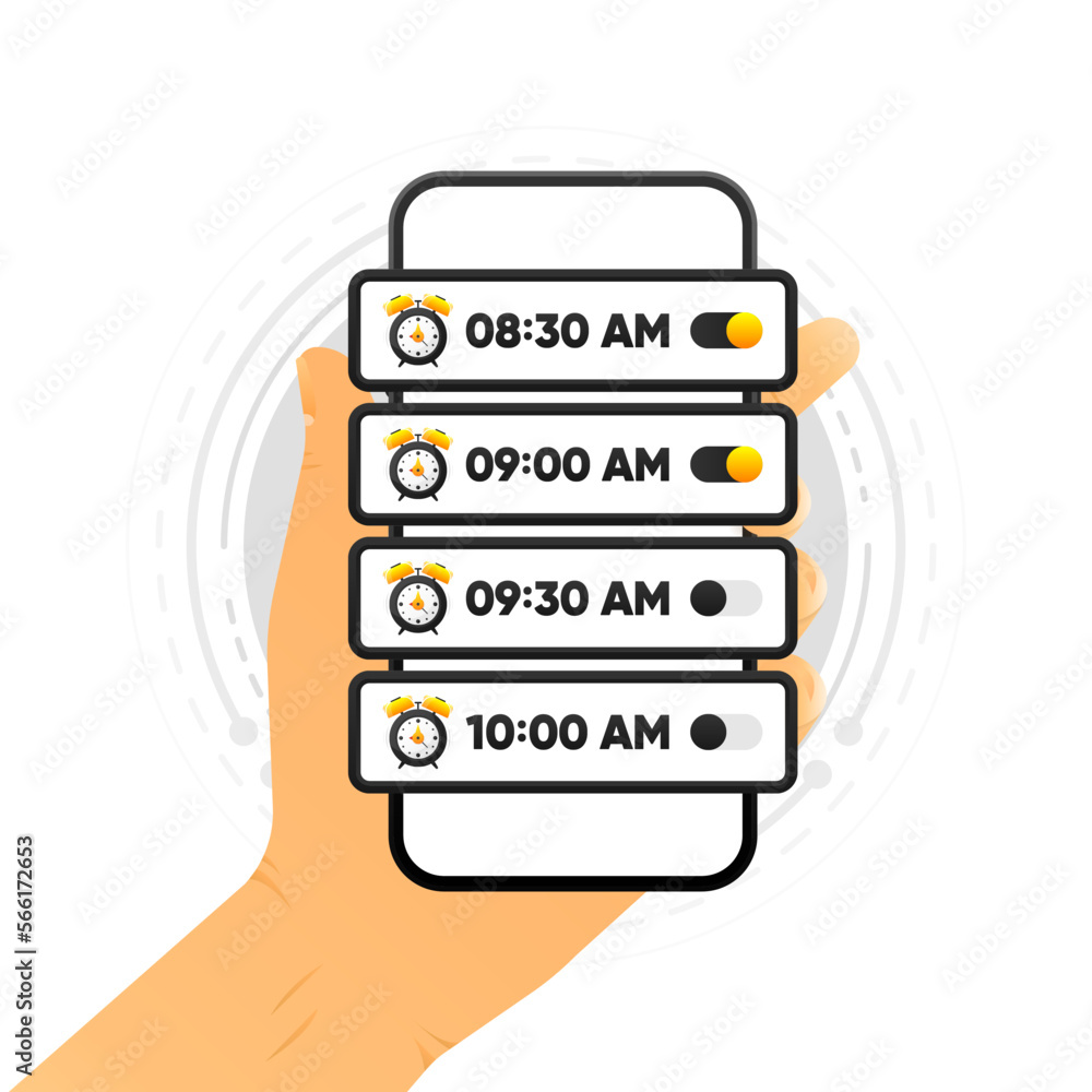 Aufkleber alarm clock on mobile. wake up time. loud signal to wake up in the morning. getting up in the mornin