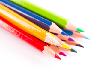 colourful pencils isolated on a white background