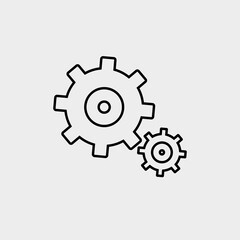 gears vector solid art icon isolated on white background.  filled symbol in a simple flat trendy modern style for your website design, logo, and mobile app