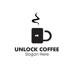 unlock coffee logo design concept