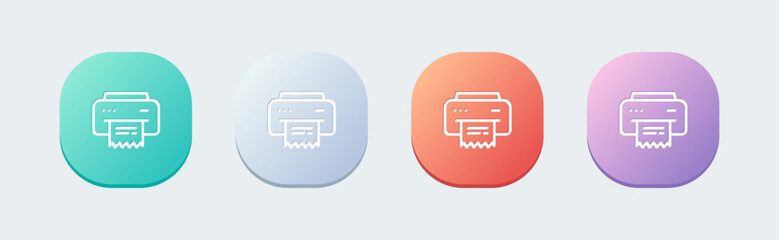 Printer line icon in flat design style. Office signs vector illustration.