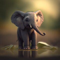 Fototapeta na wymiar Cute Tiny elephant, generative ai