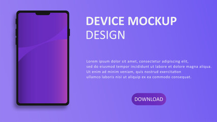 Smartphone gradient screen, mobile phone mockup on blue background. Minimal template for infographic and presentation UI design.