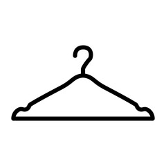 Hanger, clothes rack symbol. Cloakroom pictogram.  Wardrobe sign. Vector line icon, isolated on a white background.