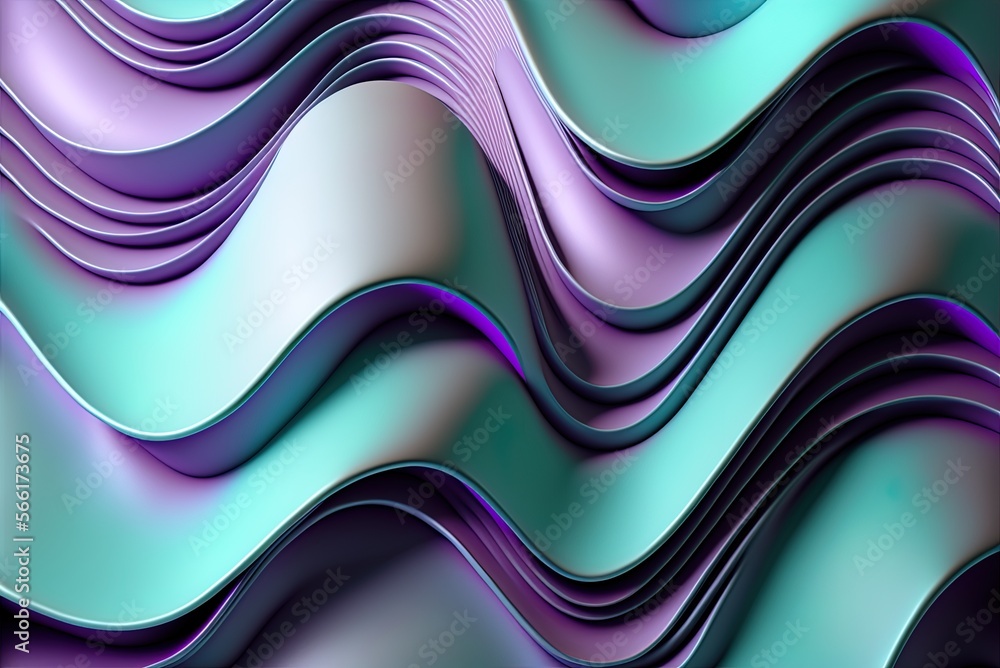 Poster surface undulations against an abstract modern background. copy space on a violet and turquoise back
