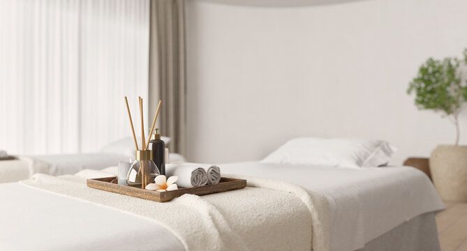 Spa and massage close up.Concept for spa advertising.3d rendering