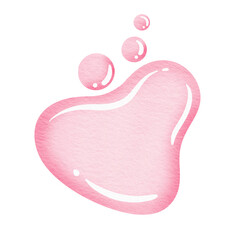 Watercolor pink blob. Red water drop.	
