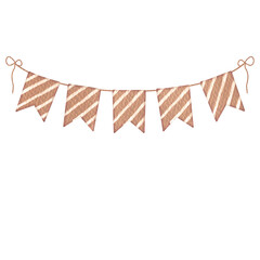 Obraz premium Watercolor brown pennants Party flag. 