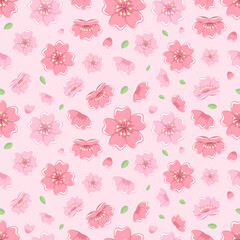 Fototapeta na wymiar Cherry blossom seamless pattern. Japanese flower pattern vector background.