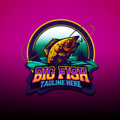 fish jumping mascot vector illustration