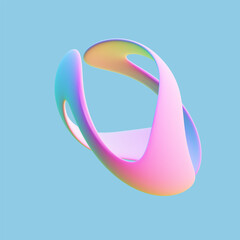 3D twisted pink geometric shape on blue background. Abstract geometric shape - symbol of infinity and endlessness. Beautiful logo or decoration graphic element, EPS 10 vector illustration.