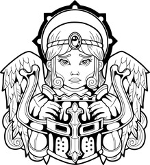 mythological angel, contour illustration design