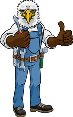 An eagle electrician, handyman or mechanic holding a screwdriver